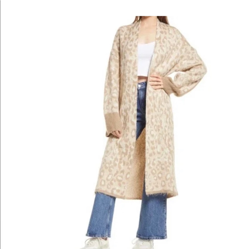 Topshop Leopard Maxi Cardigan